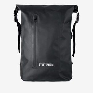 Stutterheim Black Rolltop Rain Backpack